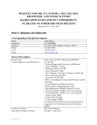 (BOW ECHO and MCV EXPERIMENT) NCAR/ATD -OCTOBER 2002 OFAP MEETING Submitted on 15 June 2002