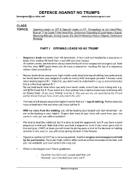 DEFENCE AGAINST NO TRUMPS Bseagram@Ca.Inter.Net