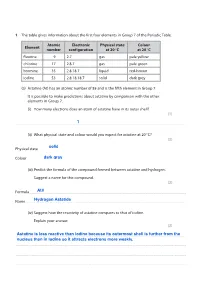 Group 7 Halogens Questions