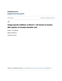 Antigen-Specific Inhibition of Effector T Cell Function in Humans After Injection of Immature Dendritic Cells