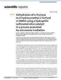 Dehydration of D-Fructose to 5-Hydroxymethyl-2-Furfural in DMSO