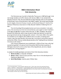 HBCU Information Sheet Fisk University