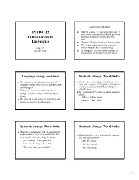 INTD0112 Introduction to Linguistics