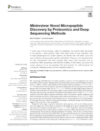 Minireview: Novel Micropeptide Discovery by Proteomics and Deep Sequencing Methods