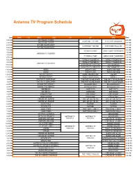 Antenna TV Program Schedule