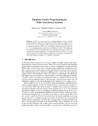 Database-Centric Programming for Wide-Area Sensor Systems