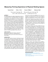 Measuring Thriving Experience in Physical Working Spaces