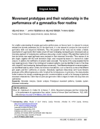 Movement Prototypes and Their Relationship in the Performance of a Gymnastics Floor Routine