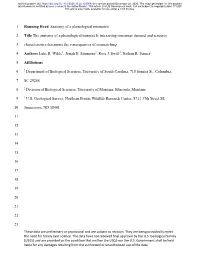 Running Head Anatomy of a Phenological Mismatch 1 Title The
