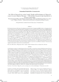 The Effect of Burned Liver on the Length, Weight and Development of Megaselia Scalaris (Loew)(Diptera: Phoridae)–A Preliminary Assessment and Implications in Forensic Entomology