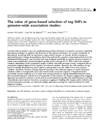 The Value of Gene-Based Selection of Tag Snps in Genome-Wide Association Studies
