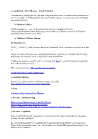 Access Denied: Error Message - Windows Update