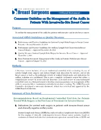 Consensus Guideline on the Management of the Axilla in Patients with Invasive/In-Situ Breast Cancer