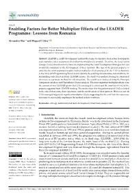 Enabling Factors for Better Multiplier Effects of the LEADER Programme: Lessons from Romania