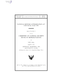 National Defense Authorization Act for Fiscal Year 1999 R E P O R T Committee on National Security House of Representatives H.R