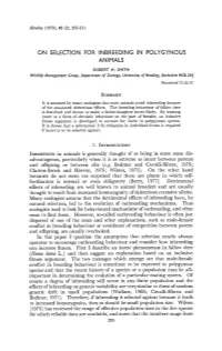ON SELECTION for INBREEDING in POLYGYNOUS Clutton
