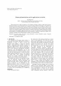 Plasma Polymerization and Its Applications in Textiles