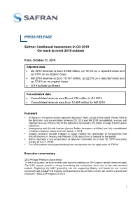 PRESS RELEASE Safran: Continued Momentum in Q3 2019