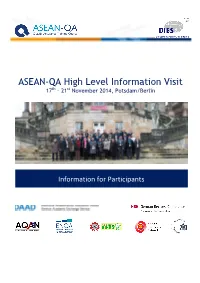 ASEAN-QA High Level Information Visit 17Th – 21St November 2014, Potsdam/Berlin