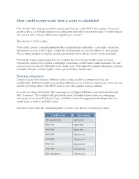How Credit Scores Work, How a Score Is Calculated