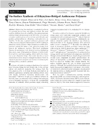 On‐Surface Synthesis of Ethynylene‐Bridged Anthracene Polymers