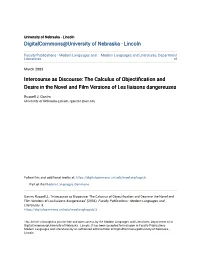 The Calculus of Objectification and Desire in the Novel and Film Versions of Les Liaisons Dangereuses