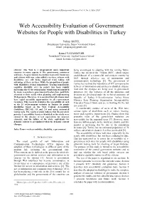 Web Accessibility Evaluation of Government Websites for People with Disabilities in Turkey