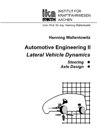 Automotive Engineering II Lateral Vehicle Dynamics