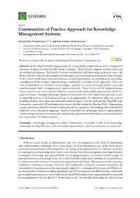 Communities of Practice Approach for Knowledge Management Systems
