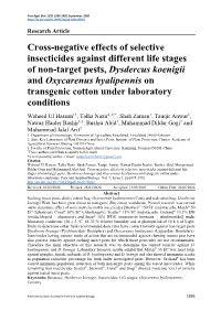 Cross-Negative Effects of Selective Insecticides Against Different Life Stages of Non-Target Pests, Dysdercus Koenigii and Oxyca