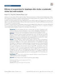 Efficacy of Acupuncture for Dysphagia After Stroke: a Systematic Review and Meta-Analysis