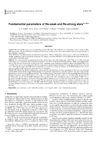 Fundamental Parameters of He-Weak and He-Strong Stars�,