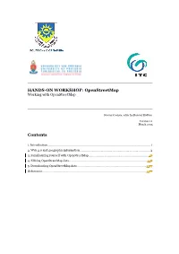 HANDS-ON WORKSHOP: Openstreetmap Contents