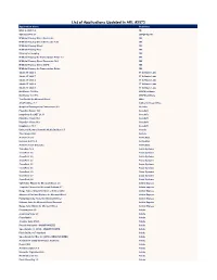 List of Applications Updated in ARL #2573