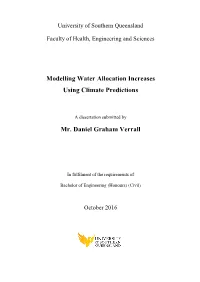 Modelling Water Allocation Increases Using Climate Predictions