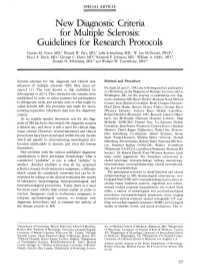 New Diagnostic Criteria for Multiple Sclerosis: Guidelines for Research Protocols