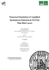 Numerical Simulation of Amplified Spontaneous Emission in Yb:YAG