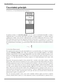 Uncertainty Principle 1 Uncertainty Principle
