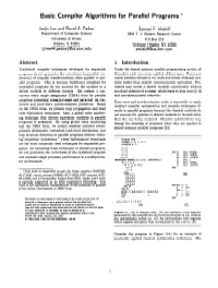 Basic Compiler Algorithms for Parallel Programs *