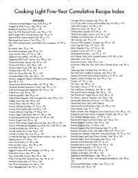 Cooking Light Five-Year Cumulative Recipe Index