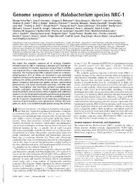 Genome Sequence of Halobacterium Species NRC-1