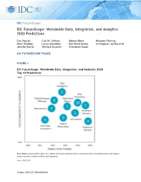 IDC Futurescape: Worldwide Data, Integration, and Analytics 2020 Predictions