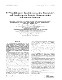 NTP-CERHR Expert Panel Report on the Reproductive and Developmental Toxicity of Amphetamine and Methamphetamine