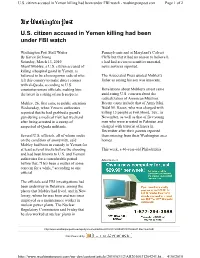 U.S. Citizen Accused in Yemen Killing Had Been Under FBI Watch - Washingtonpost.Com Page 1 of 2