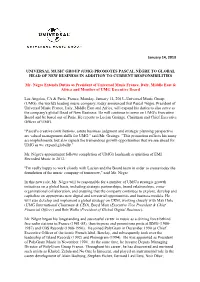 Umg) Promotes Pascal Nègre to Global Head of New Business in Addition to Current Responsibilities