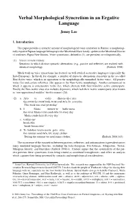 Verbal Morphological Syncretism in an Ergative Language