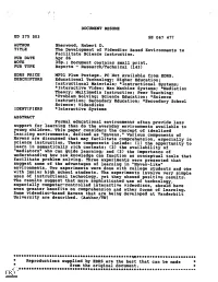 AUTHOR the Development of Videodisc Based Environments To