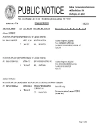 Broadcast Actions 8/3/2012