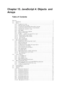 Chapter 15. Javascript 4: Objects and Arrays
