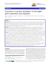 Curcumin Is a Potent Modulator of Microglial Gene Expression And